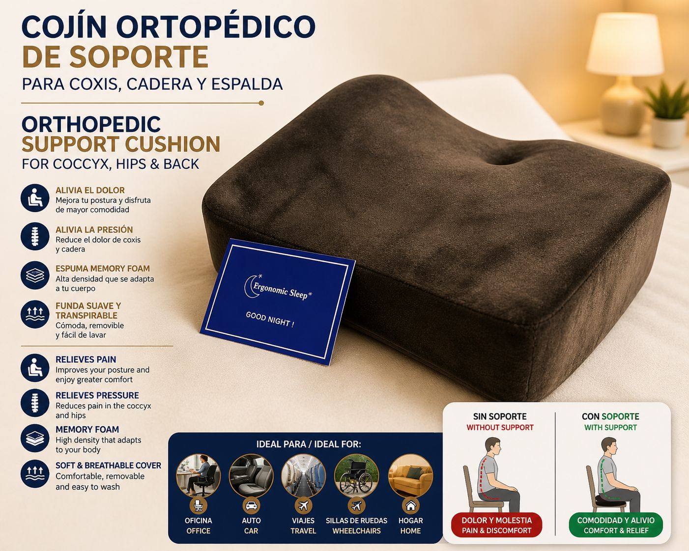 Orthopedic Memory Foam Pillow Set (Neck & Back Support)